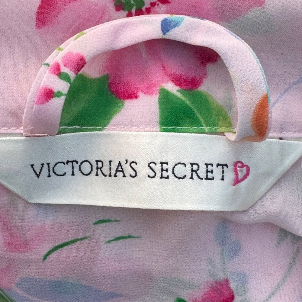 Victoria's Secret Kimono Sexy Robe Lingerie O/S  Pink Blue Floral Tie Loungewear - Picture 4 of 14
